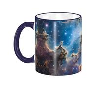 BWPDPXFJ Ceramic Mug, 330ml, Navy Blue, Microwave Safe and Heat Resistant, Galaxy Print, Home and Office Use