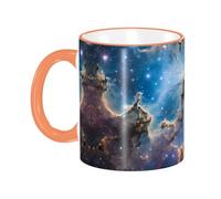 BWPDPXFJ Ceramic Mug, 330ml, Orange, Microwave Safe and Heat Resistant, Galaxy Print, Home and Office Use