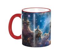 BWPDPXFJ Ceramic Mug, 330ml, Red, Microwave Safe and Heat Resistant, Galaxy Print, Home and Office Use