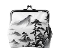 BWPDPXFJ Chinese Landscape Print -Print Travel Coin Purse with Wrist Strap, RFID Blocking & TSA Approved Compact Wallet for Swimming, Beach, Gift Set for Women.