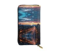 BWPDPXFJ Cityscape Dusk -Print Slim Leather Wallet with Zipper, 12 Card Slots & Coin Pocket, Luxury Compact Wallet for Travel, Professional Use, Gift Ideas for Her & Him.