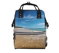 BWPDPXFJ Clear Wave Beach -Print Large Capacity Multi-Function Backpack Water-Resistant With Compartments For Hiking Travel Everyday Adults.