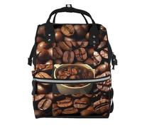 BWPDPXFJ coffee collage -Print Large Capacity Multi-Function Backpack Water-Resistant With Compartments For Hiking Travel Everyday Adults.