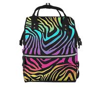 BWPDPXFJ Colorful Rainbow Zebra -Print Large Capacity Multi-Function Backpack Water-Resistant With Compartments For Hiking Travel Everyday Adults.