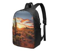 BWPDPXFJ Desert Sunset -Print 17-Inch Laptop Backpack For Students & Commuters, Water-Resistant Polyester, Lightweight Ergonomic Hiking & Travel Backpack With Laptop Sleeve.