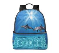 BWPDPXFJ Dolphins in the sea -Print Urban Commuter Stylish Lightweight Backpack For Travel & School, Versatile Daypack For Women With Padded Straps.