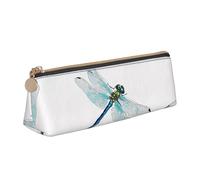 BWPDPXFJ Dragonfly Print -Print Triangular Leather Pencil Case - Eco-Friendly Crossgrain Organizer W/Premium Zipper for School, Office & Travel