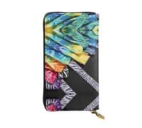 BWPDPXFJ Exotic Tribe Tie Dye Style Print -Print Slim Leather Wallet with Zipper, 12 Card Slots & Coin Pocket, Luxury Compact Wallet for Travel, Professional Use, Gift Ideas for Her & Him.