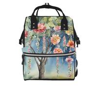 BWPDPXFJ Floral Ivy Blossoms Tree -Print Large Capacity Multi-Function Backpack Water-Resistant With Compartments For Hiking Travel Everyday Adults.