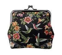 BWPDPXFJ Flower Hummingbird Embroidery -Print Travel Coin Purse with Wrist Strap, RFID Blocking & TSA Approved Compact Wallet for Swimming, Beach, Gift Set for Women.