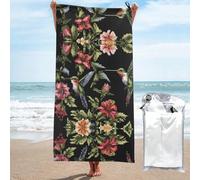 BWPDPXFJ Flower Hummingbirds Embroidery-Print Quick Dry Towel Ultra Absorbent Microfiber Lightweight For Travel Gym Beach Camping Compact With Carry Bag 31.5"x63"