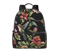 BWPDPXFJ Flower Hummingbirds Embroidery -Print Urban Commuter Stylish Lightweight Backpack For Travel & School, Versatile Daypack For Women With Padded Straps.