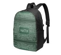 BWPDPXFJ Formulas Shapes Theory Math Lesson Word -Print 17-Inch Laptop Backpack For Students & Commuters, Water-Resistant Polyester, Lightweight Ergonomic Hiking & Travel Backpack With Laptop Sleeve.
