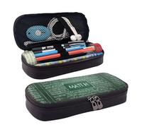 BWPDPXFJ Formulas Shapes Theory Math Lesson Word -Print Personalized Leather Pencil Case for Students, Compact Stylish Organizer with Zipper Closure Pouch.