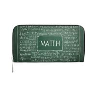 BWPDPXFJ Formulas Shapes Theory Math Lesson Word -Print Women's Black Leather Wallet with Zip -Pocket & Wristlet for Travel, Daily Use.