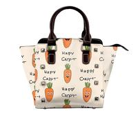 BWPDPXFJ Happy carrot -Print Leather Crossbody Bag With Rivets, Adjustable Strap, Multiple Pockets For Women, School Office Travel.