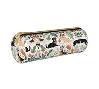 BWPDPXFJ Hawaiian Tropical Summer Pineapple -Print Eco-Friendly Leather Pencil Case/Zipper - Compact Cylinder Organizer for School, Office & Travel