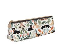 BWPDPXFJ Hawaiian Tropical Summer Pineapple -Print Triangular Leather Pencil Case - Eco-Friendly Crossgrain Organizer W/Premium Zipper for School, Office & Travel