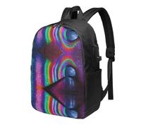 BWPDPXFJ Holographic Dreams -Print 17-Inch Laptop Backpack For Students & Commuters, Water-Resistant Polyester, Lightweight Ergonomic Hiking & Travel Backpack With Laptop Sleeve.