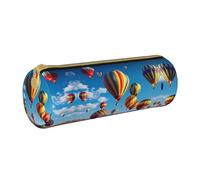 BWPDPXFJ Hot Air Balloons -Print Eco-Friendly Leather Pencil Case/Zipper - Compact Cylinder Organizer for School, Office & Travel