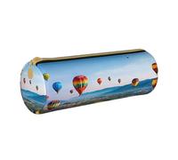 BWPDPXFJ Hot Air Balloons Print -Print Eco-Friendly Leather Pencil Case/Zipper - Compact Cylinder Organizer for School, Office & Travel