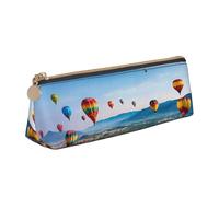 BWPDPXFJ Hot Air Balloons Print -Print Triangular Leather Pencil Case - Eco-Friendly Crossgrain Organizer W/Premium Zipper for School, Office & Travel