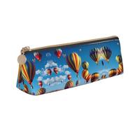 BWPDPXFJ Hot Air Balloons -Print Triangular Leather Pencil Case - Eco-Friendly Crossgrain Organizer W/Premium Zipper for School, Office & Travel