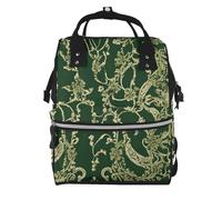 BWPDPXFJ Hunter Green Floral Petals Pattern -Print Large Capacity Multi-Function Backpack Water-Resistant With Compartments For Hiking Travel Everyday Adults.