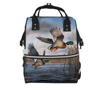 BWPDPXFJ Hunting Flying Wild Ducks -Print Large Capacity Multi-Function Backpack Water-Resistant With Compartments For Hiking Travel Everyday Adults.