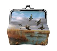 BWPDPXFJ Hunting Flying Wild Ducks -Print Travel Coin Purse with Wrist Strap, RFID Blocking & TSA Approved Compact Wallet for Swimming, Beach, Gift Set for Women.