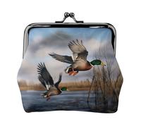 BWPDPXFJ Hunting Flying Wild Ducks -Print Travel Coin Purse with Wrist Strap, RFID Blocking & TSA Approved Compact Wallet for Swimming, Beach, Gift Set for Women.