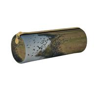 BWPDPXFJ Hunting Flying Wild -Print Eco-Friendly Leather Pencil Case/Zipper - Compact Cylinder Organizer for School, Office & Travel