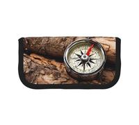 BWPDPXFJ Law of The Compass Navigation -Print Large Capacity Canvas Pencil Case - Soft Multi-Compartment Organizer with Zippered Mesh Pocket for School Stationery & Travel Makeup Bag.