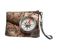 BWPDPXFJ Law of the Compass Navigation -Print Leather Clutch For Women, Handmade Genuine Leather Wristlet With Metal Zipper, Stylish Convertible Clutch Purse For Evening & Travel.