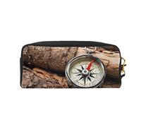 BWPDPXFJ Law of The Compass Navigation -Print Leather Makeup Pouch for Travel Organizer, Waterproof Cosmetic Bag with Compartments, Personalized Students Pencil Case.