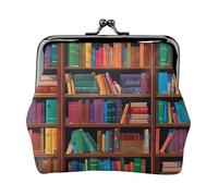 BWPDPXFJ Library Bookshelf -Print Travel Coin Purse with Wrist Strap, RFID Blocking & TSA Approved Compact Wallet for Swimming, Beach, Gift Set for Women.