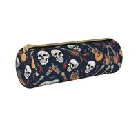 BWPDPXFJ Mexican Skull -Print Eco-Friendly Leather Pencil Case/Zipper - Compact Cylinder Organizer for School, Office & Travel