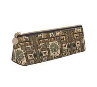 BWPDPXFJ Moose Bear Deer -Print Triangular Leather Pencil Case - Eco-Friendly Crossgrain Organizer W/Premium Zipper for School, Office & Travel