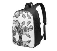 BWPDPXFJ natural plant silhouette fern leaf -Print 17-Inch Laptop Backpack For Students & Commuters, Water-Resistant Polyester, Lightweight Ergonomic Hiking & Travel Backpack With Laptop Sleeve.