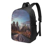 BWPDPXFJ New York City -Print 17-Inch Laptop Backpack For Students & Commuters, Water-Resistant Polyester, Lightweight Ergonomic Hiking & Travel Backpack With Laptop Sleeve.