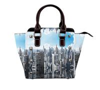 BWPDPXFJ New York Fashion City -Print Leather Crossbody Bag With Rivets, Adjustable Strap, Multiple Pockets For Women, School Office Travel.