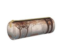 BWPDPXFJ Now Falling in The Park -Print Eco-Friendly Leather Pencil Case/Zipper - Compact Cylinder Organizer for School, Office & Travel