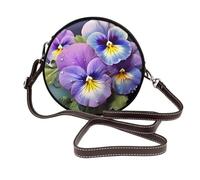 BWPDPXFJ Pansy Perfection -Print Elegant Waterproof Leather Shoulder Bag For Women - Detachable Strap, Compact Tote, Ideal For Work, Travel & Everyday Use.