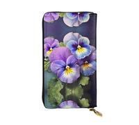 BWPDPXFJ Pansy Perfection -Print Slim Leather Wallet with Zipper, 12 Card Slots & Coin Pocket, Luxury Compact Wallet for Travel, Professional Use, Gift Ideas for Her & Him.