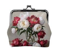 BWPDPXFJ Peony Flowers Blossom -Print Travel Coin Purse with Wrist Strap, RFID Blocking & TSA Approved Compact Wallet for Swimming, Beach, Gift Set for Women.