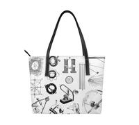 BWPDPXFJ Physics Print -Print Waterproof Work Tote For Women Lightweight Synthetic Leather Professional Laptop Bag With Compartments Office Travel.
