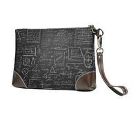 BWPDPXFJ Physics Printing -Print Leather Clutch For Women, Handmade Genuine Leather Wristlet With Metal Zipper, Stylish Convertible Clutch Purse For Evening & Travel.