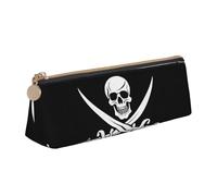 BWPDPXFJ Pirate Flag -Print Triangular Leather Pencil Case - Eco-Friendly Crossgrain Organizer W/Premium Zipper for School, Office & Travel