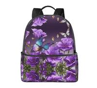 BWPDPXFJ Purple plum butterfly -Print Urban Commuter Stylish Lightweight Backpack For Travel & School, Versatile Daypack For Women With Padded Straps.