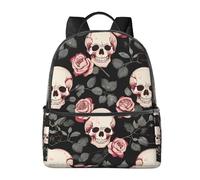 BWPDPXFJ Purple Rose Skull -Print Urban Commuter Stylish Lightweight Backpack For Travel & School, Versatile Daypack For Women With Padded Straps.